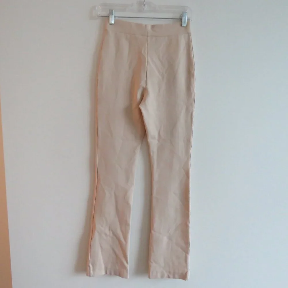 AARON & AMBER Tan Beige Split Hem Ponte Knit Stretch Pants - Women's Size S - Picture 8 of 14